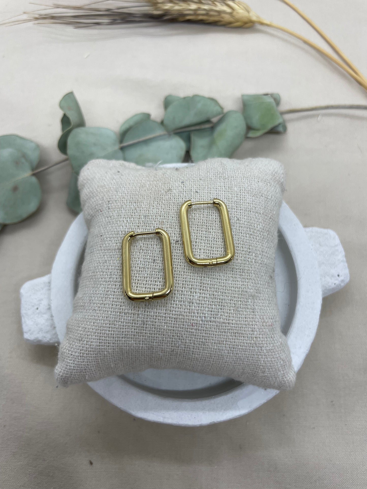 Créoles rectangulaires dorées interchangeables