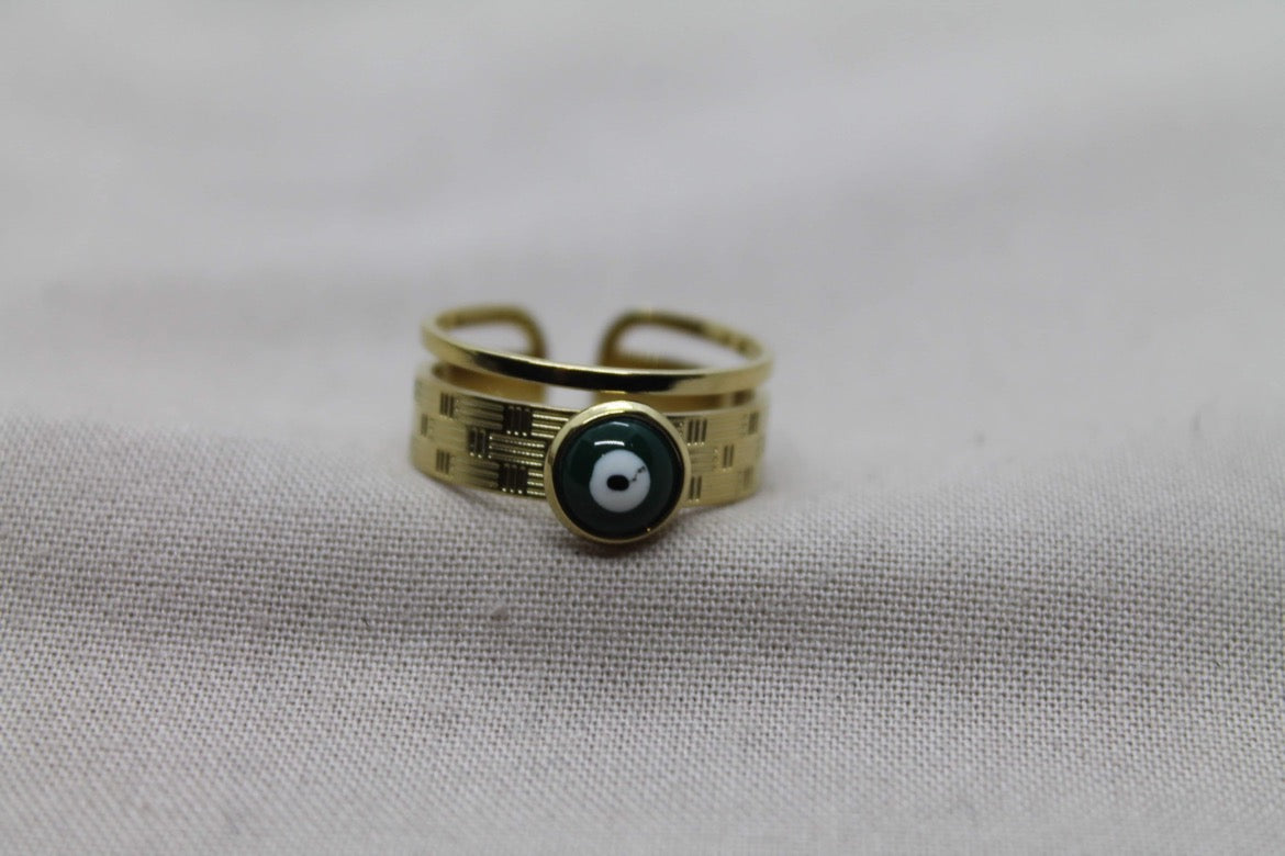 Bague DELPHINE verte dorée