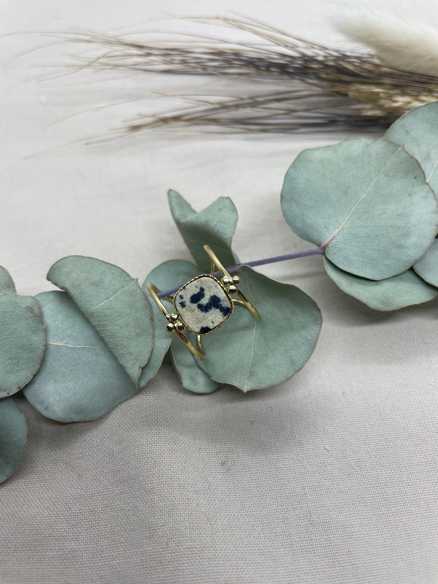 Bague Mademoiselle jaspe dalmatien doré