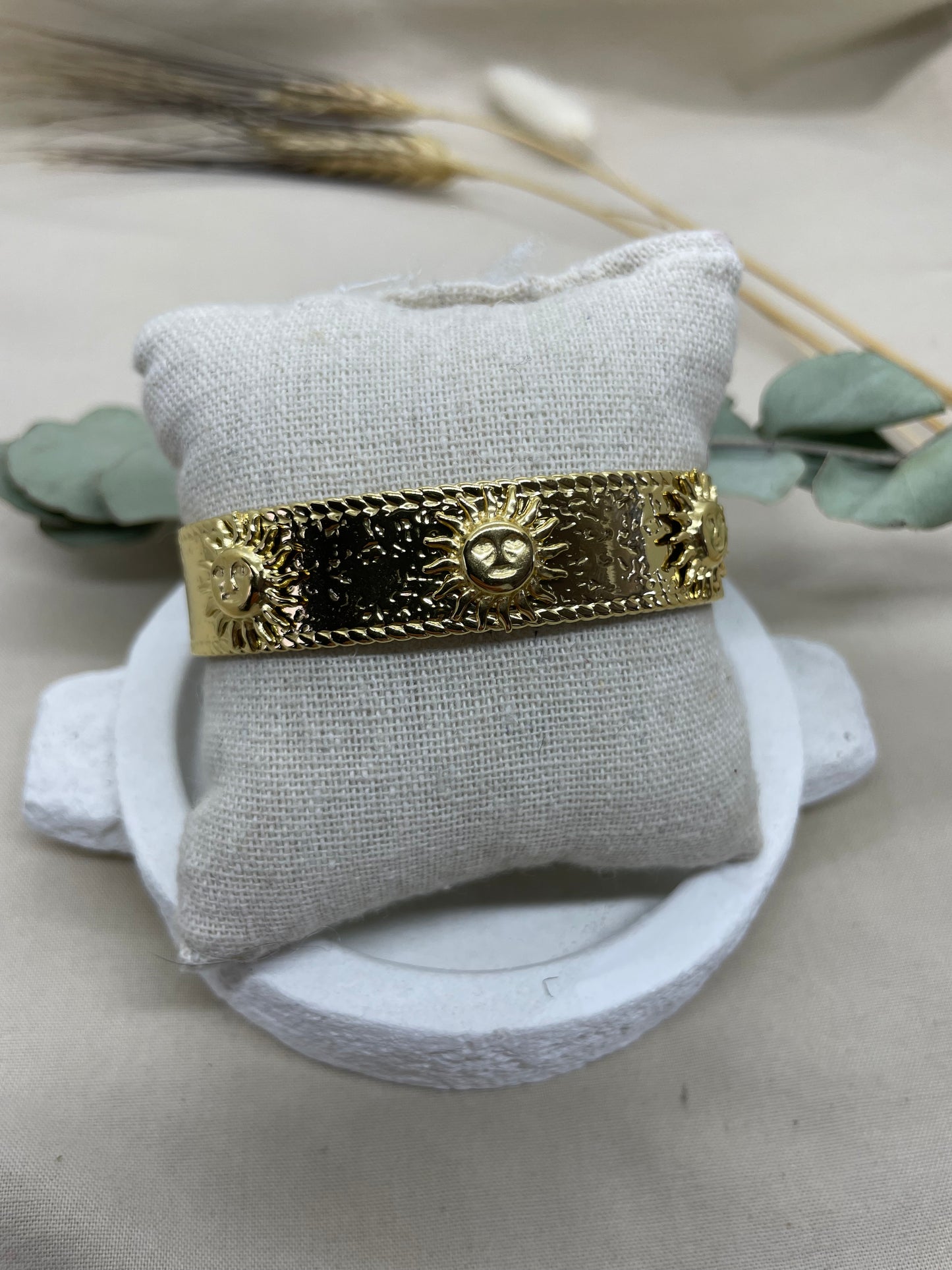 Bracelet jonc soleil doré