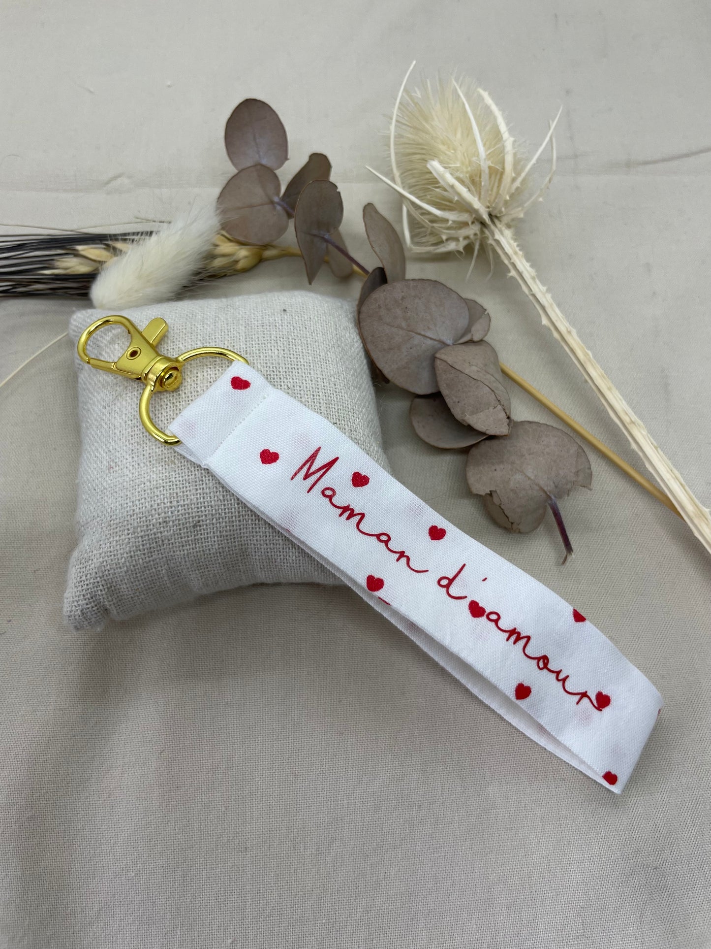 Porte-clés cœurs maman d’amour doré