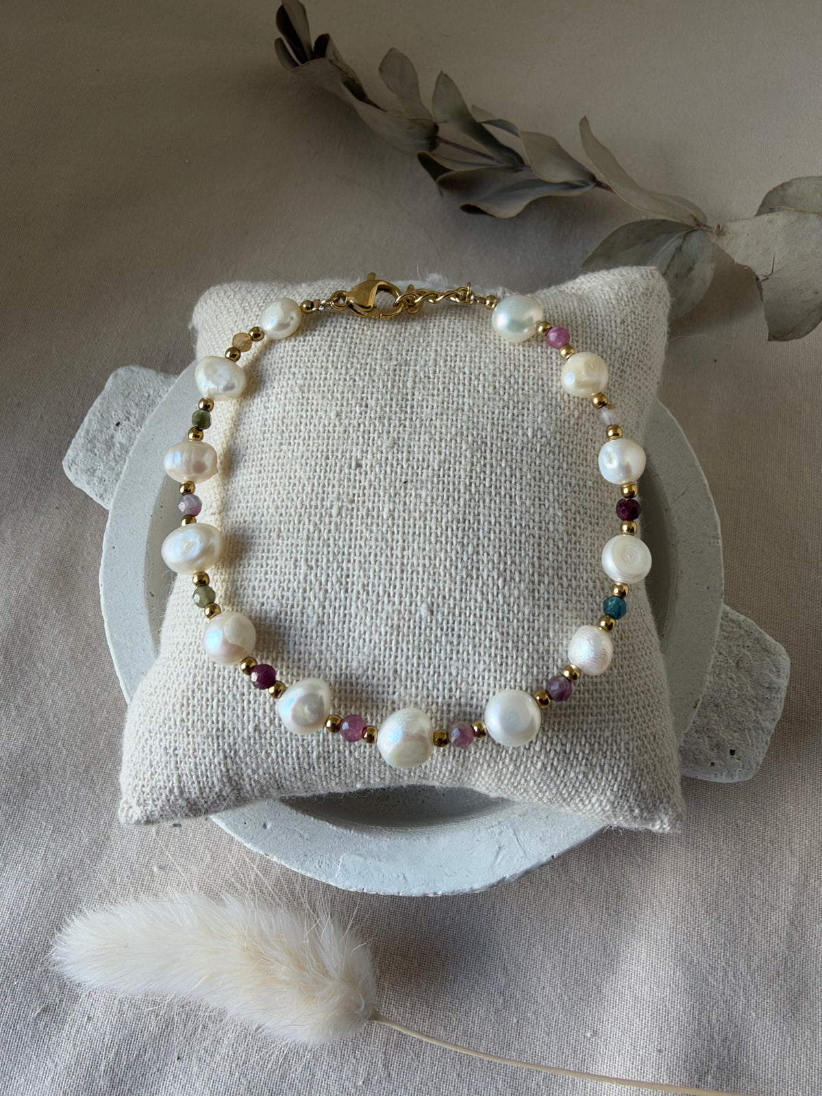 Bracelet Louna perles d’eau douce et tourmaline