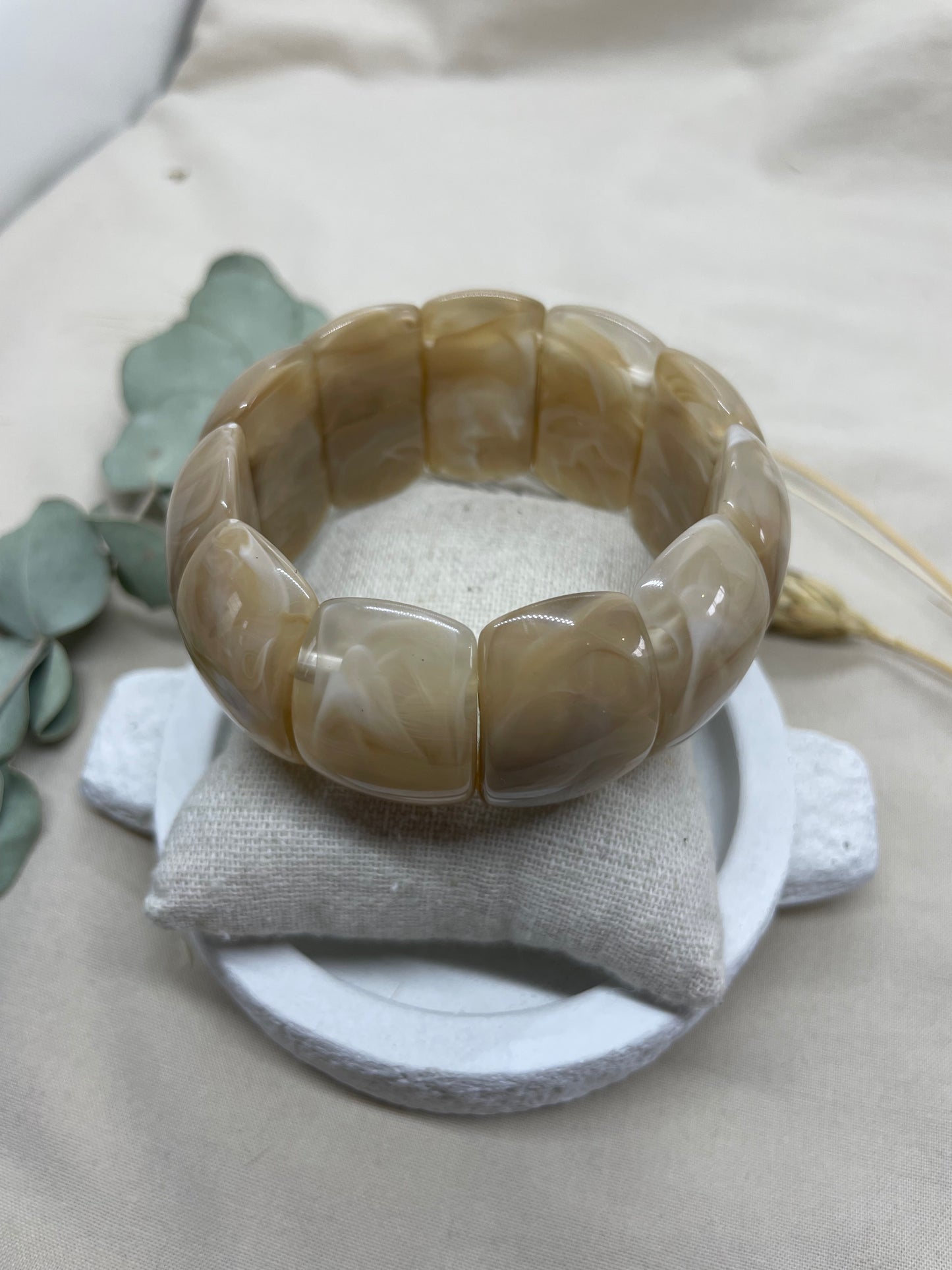 Bracelet jonc élastique Sydney beige