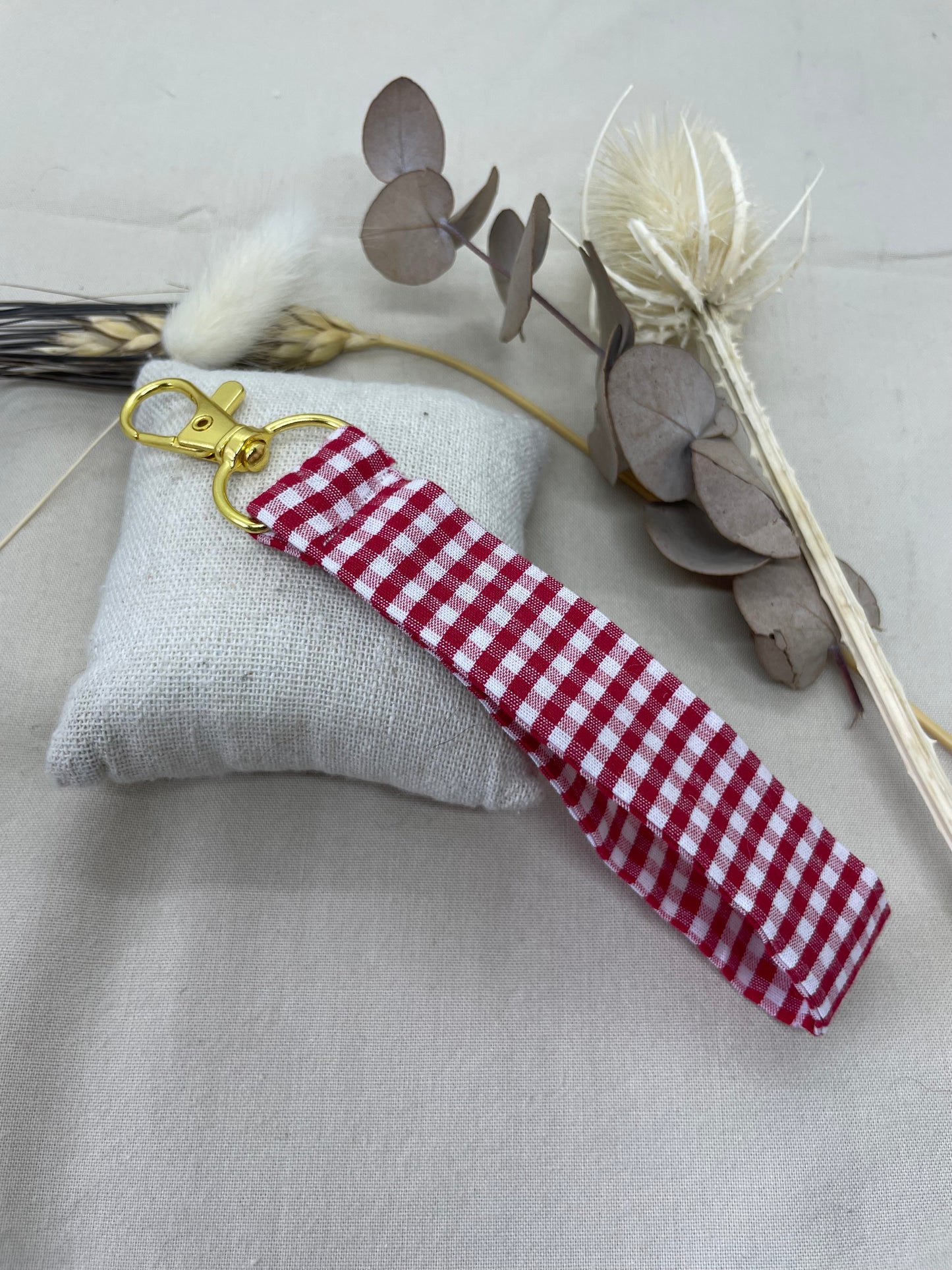 Porte-clés Vichy rouge doré