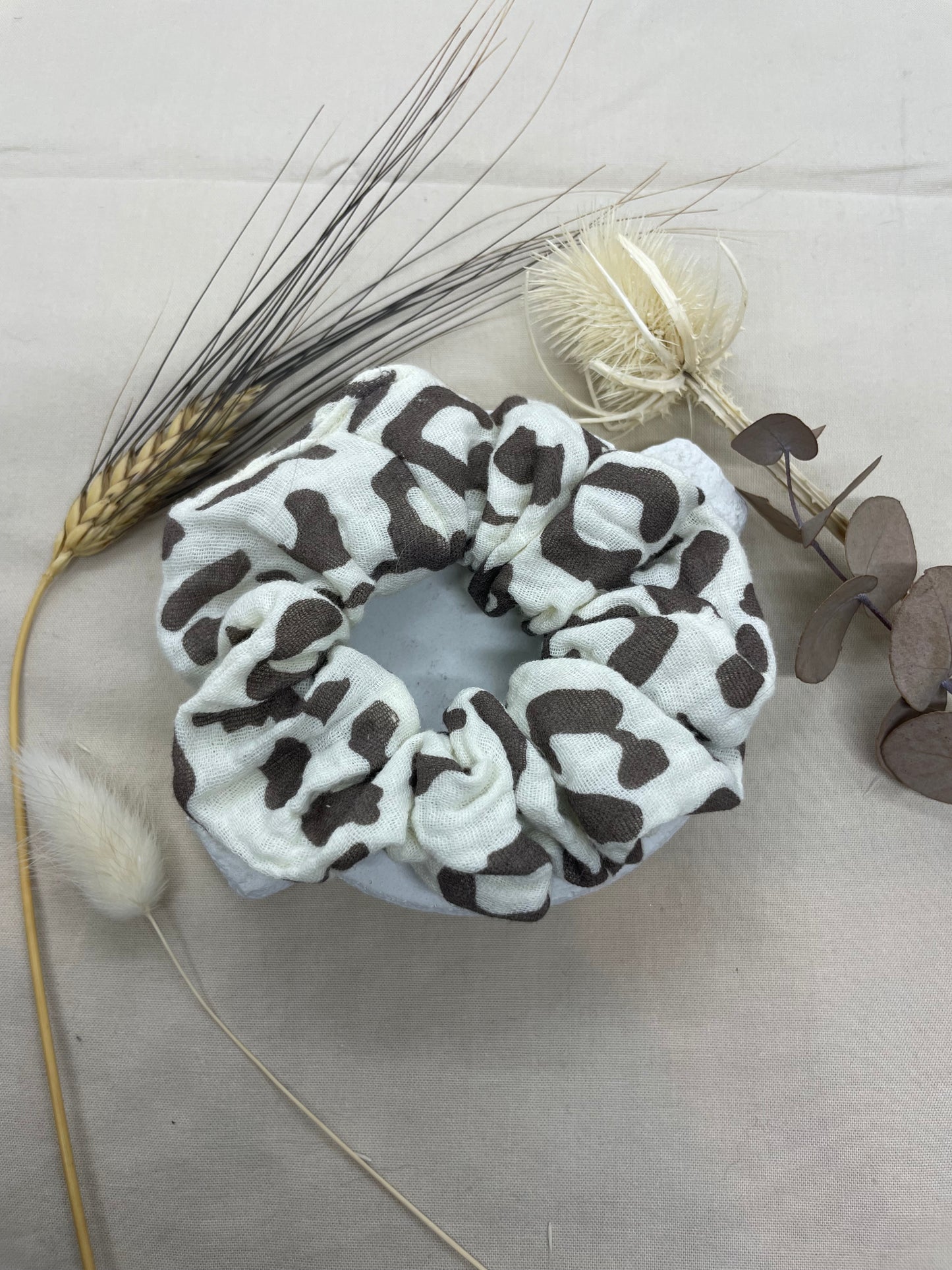 Chouchou Romy gaze blanc marron