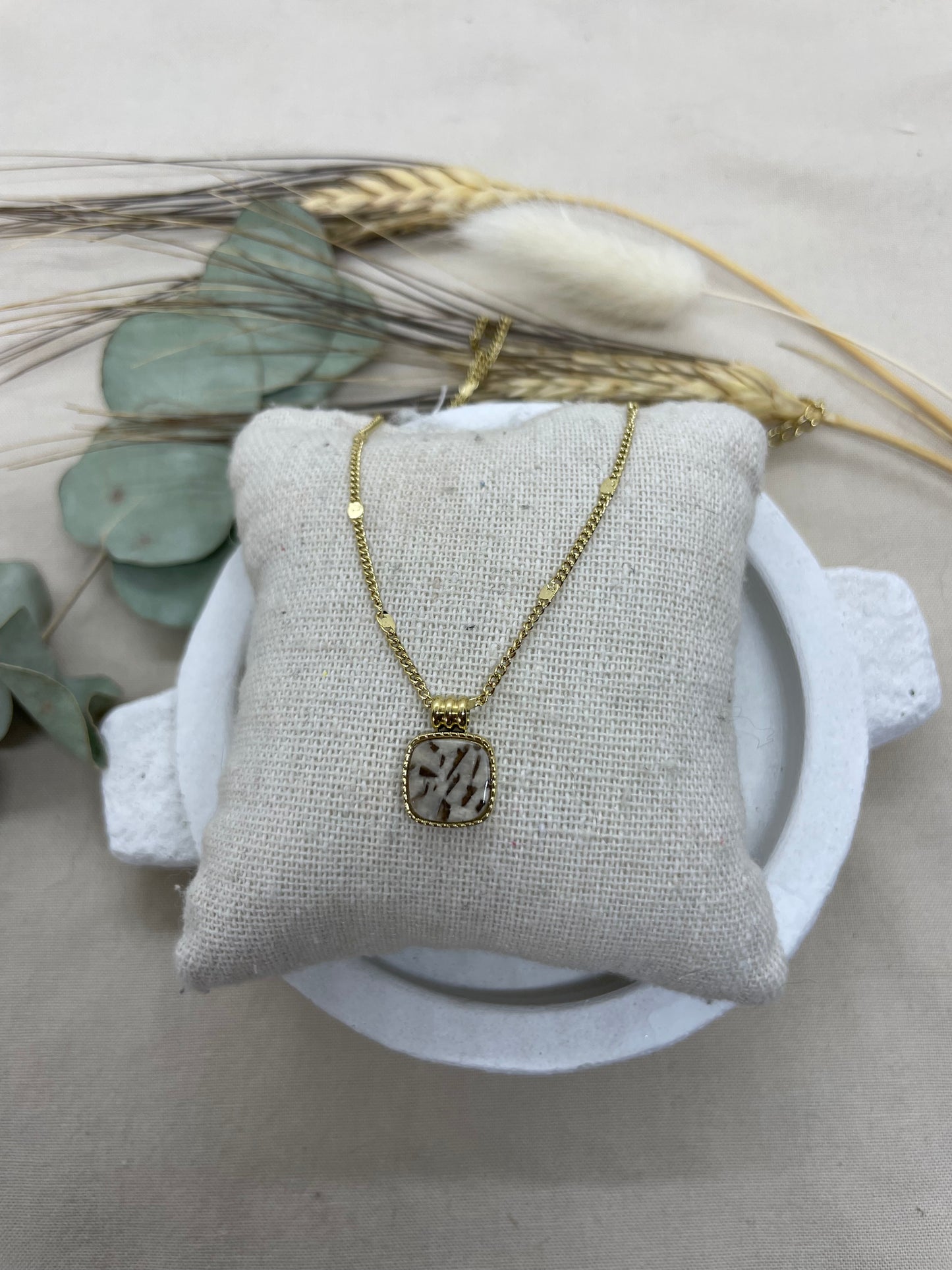 Collier Monica jaspe doré