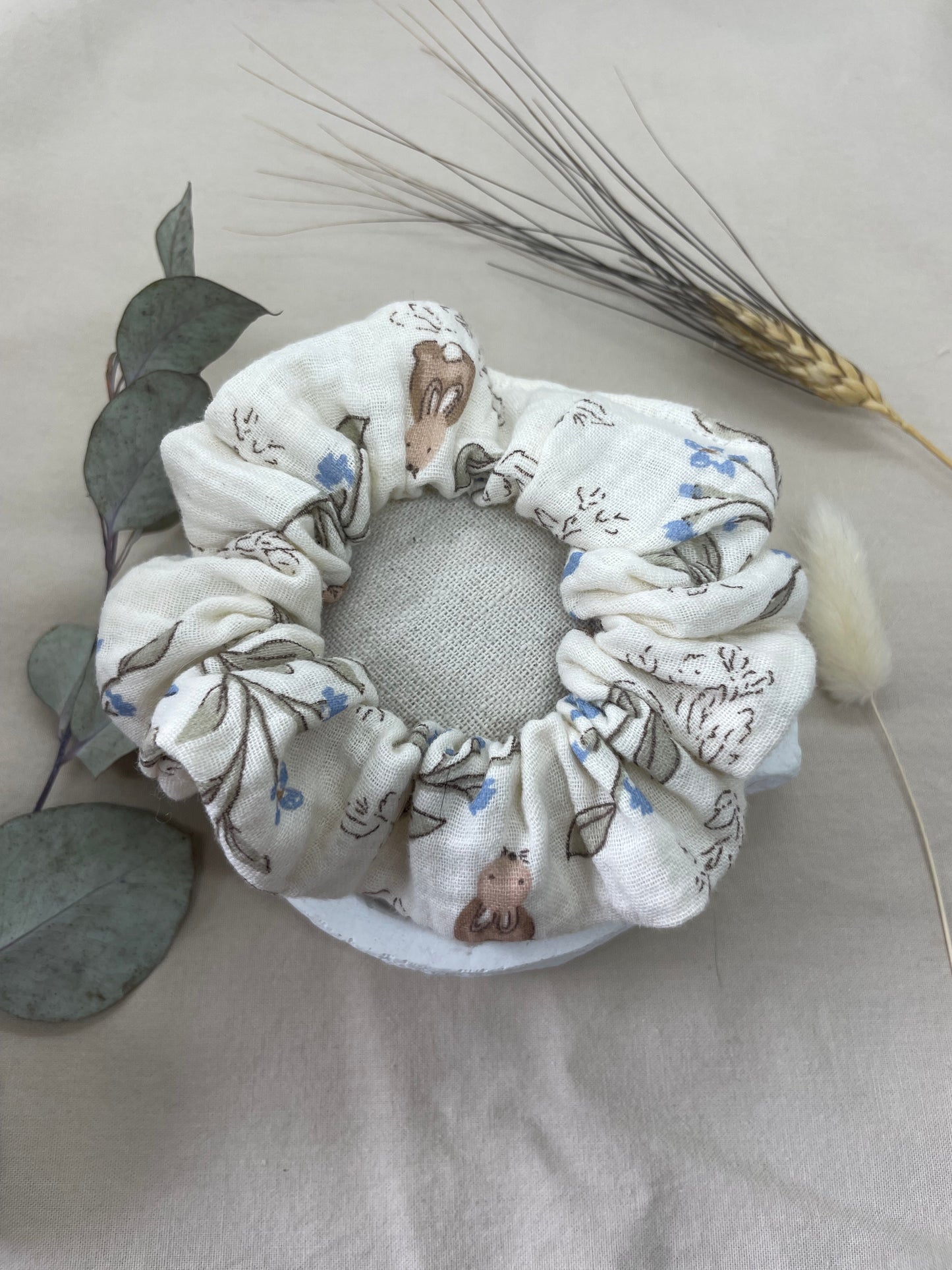 Chouchou petits lapins gaze de coton