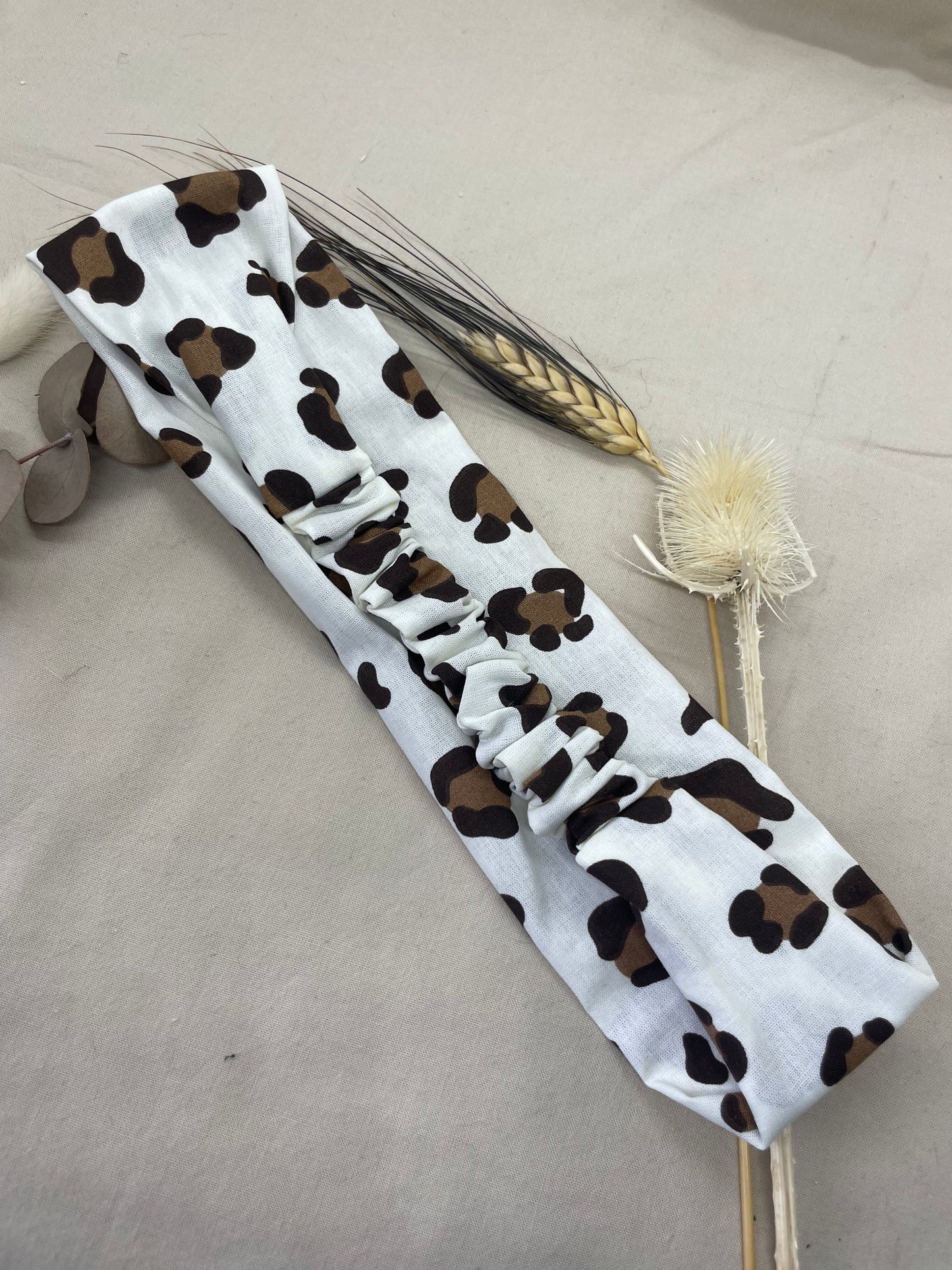 Bandeau blanc léopard coton