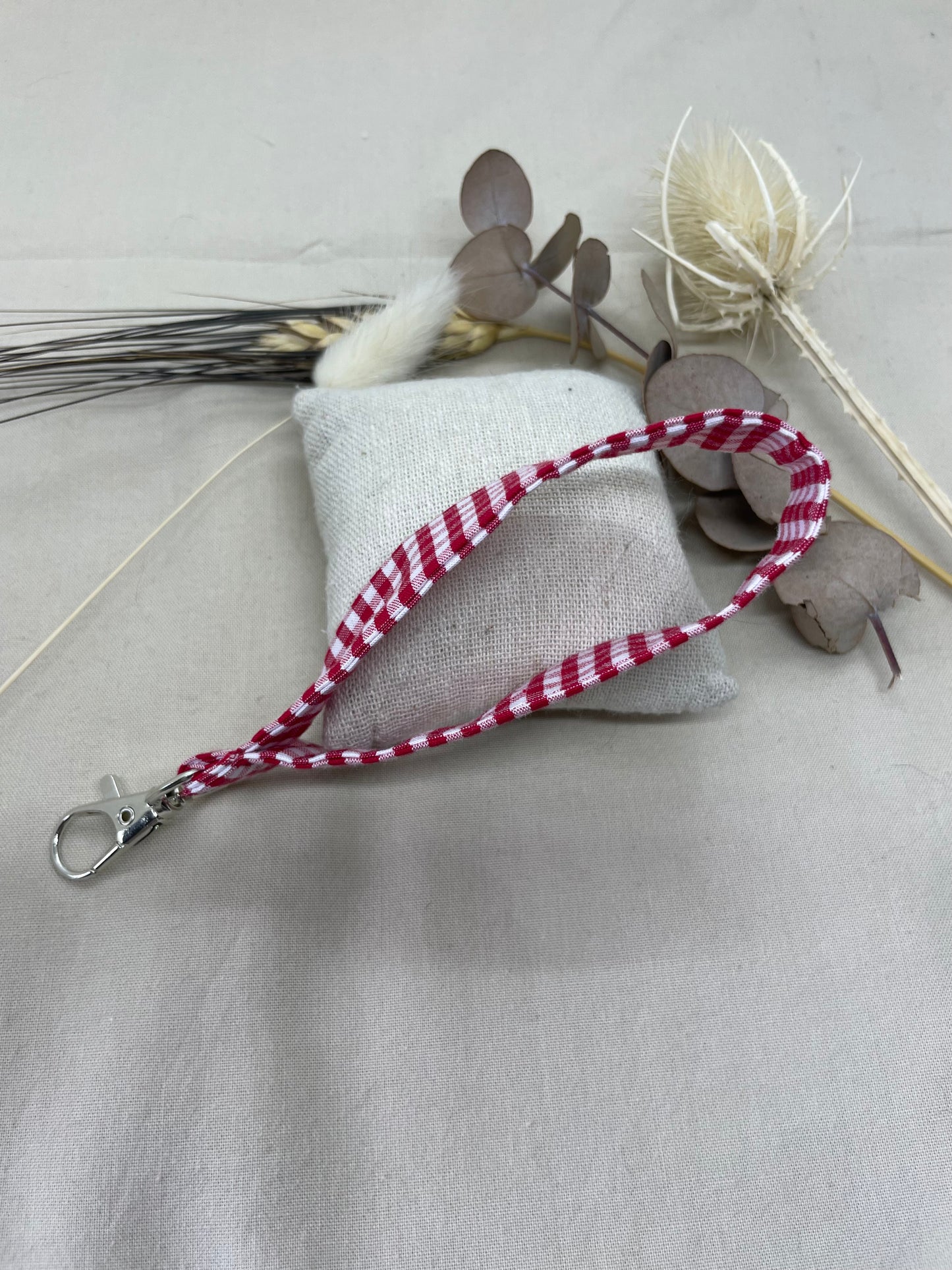 Porte-clés Vichy rouge argent