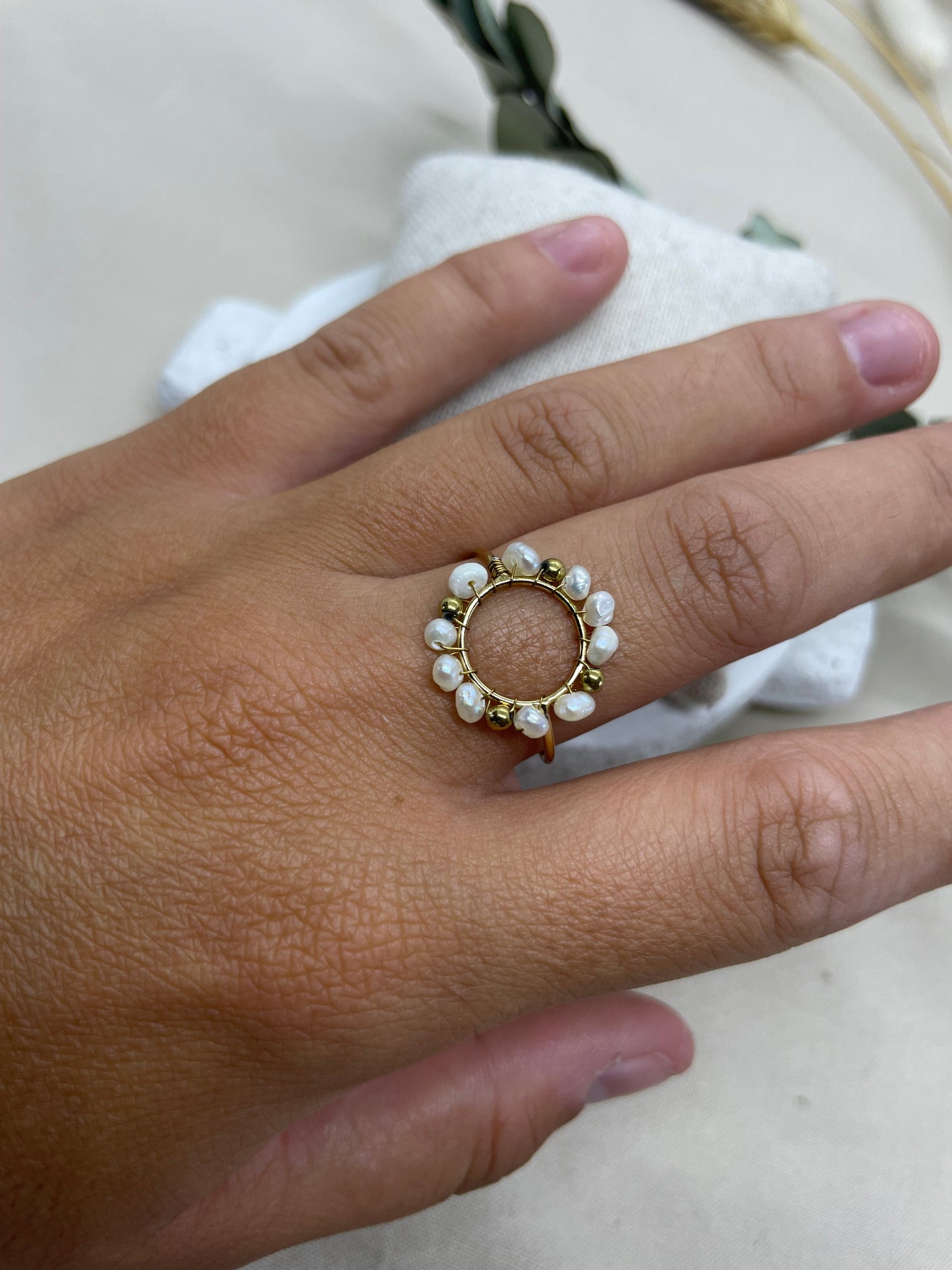 Bague Soléa blanche dorée