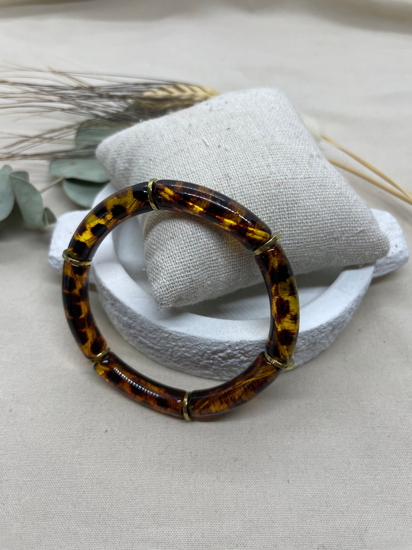 Bracelet tubes marron tacheté