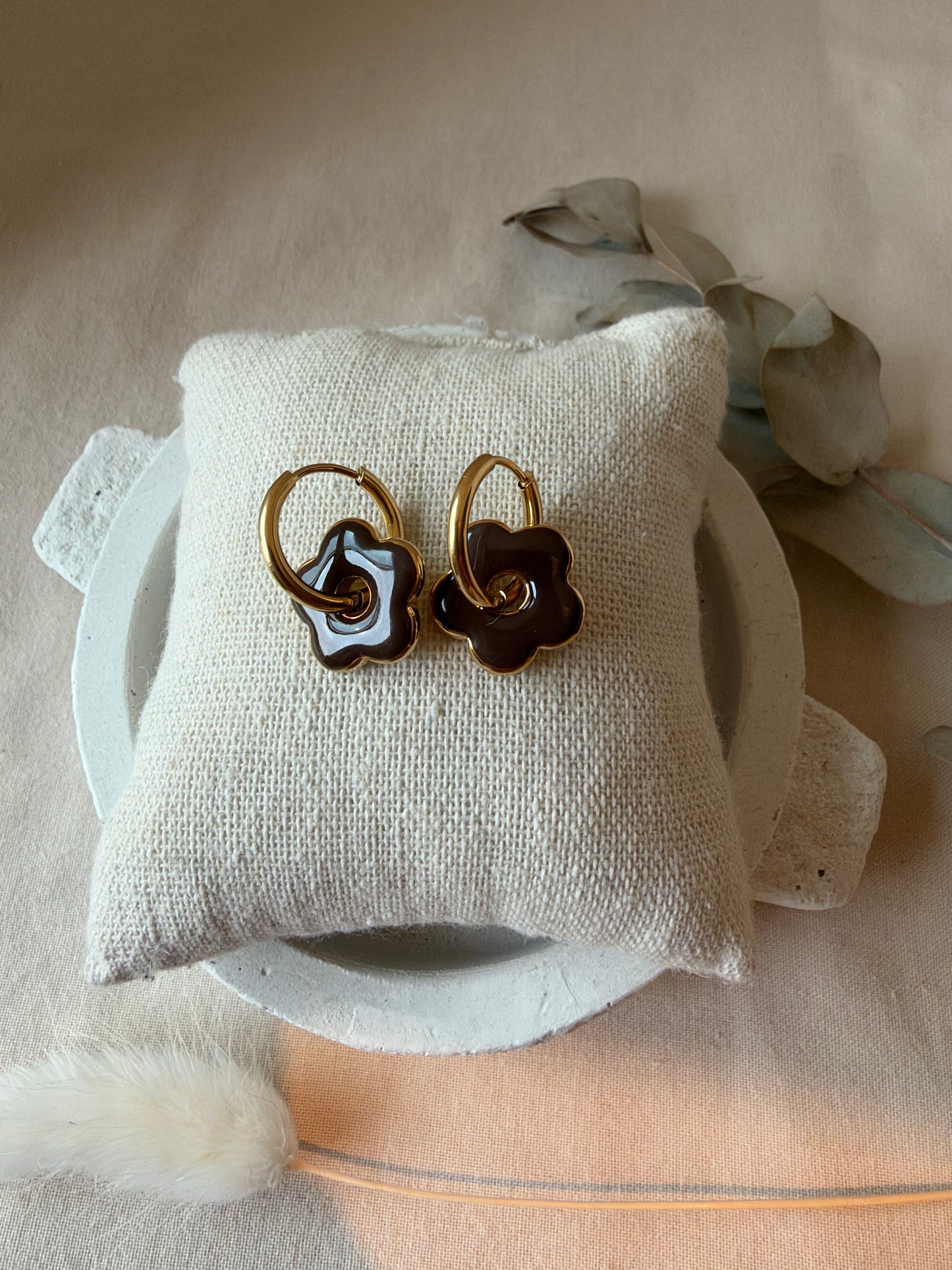 Boucles d’oreilles Florita marron doré