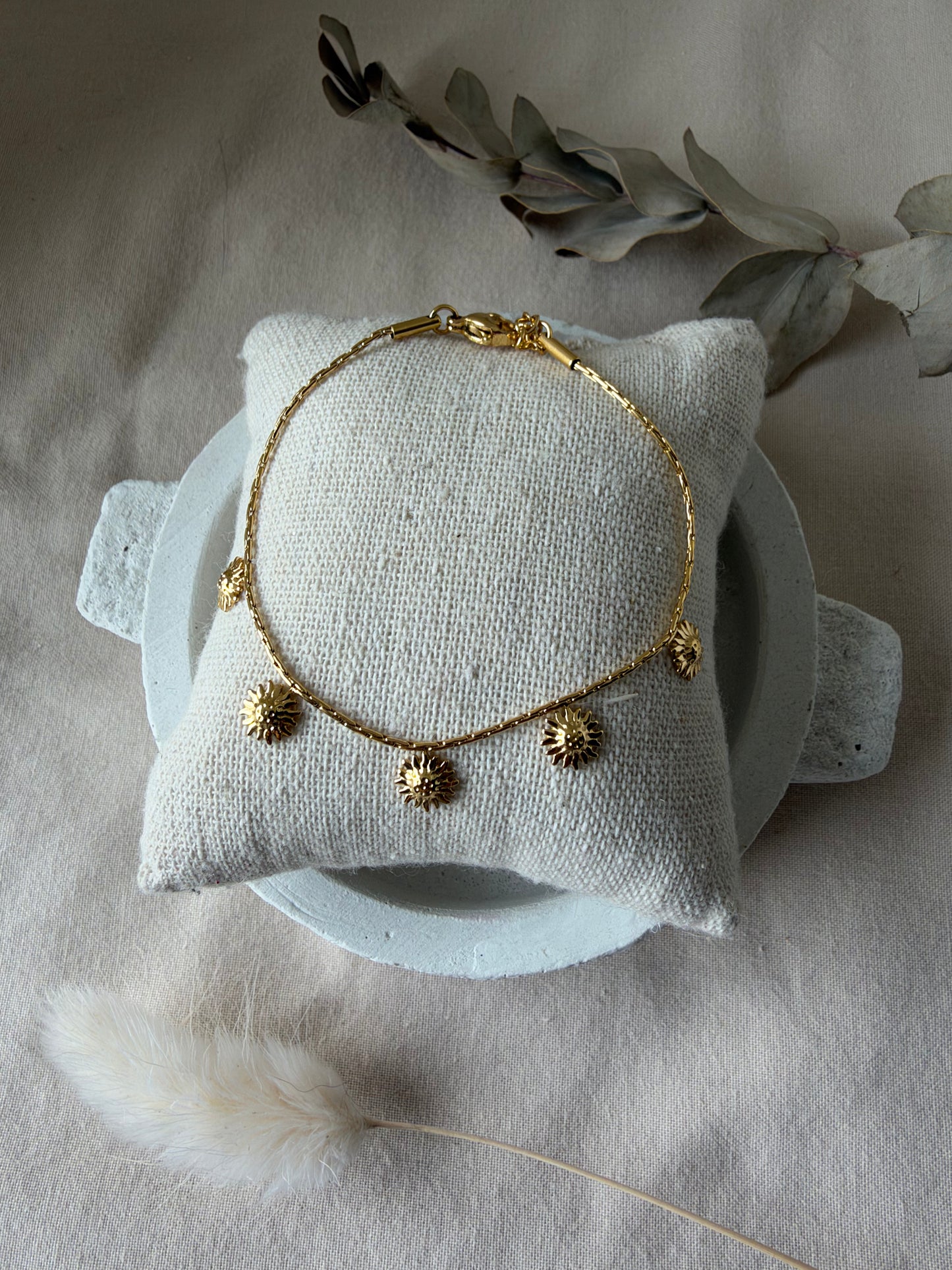 Bracelet fin tournesols doré