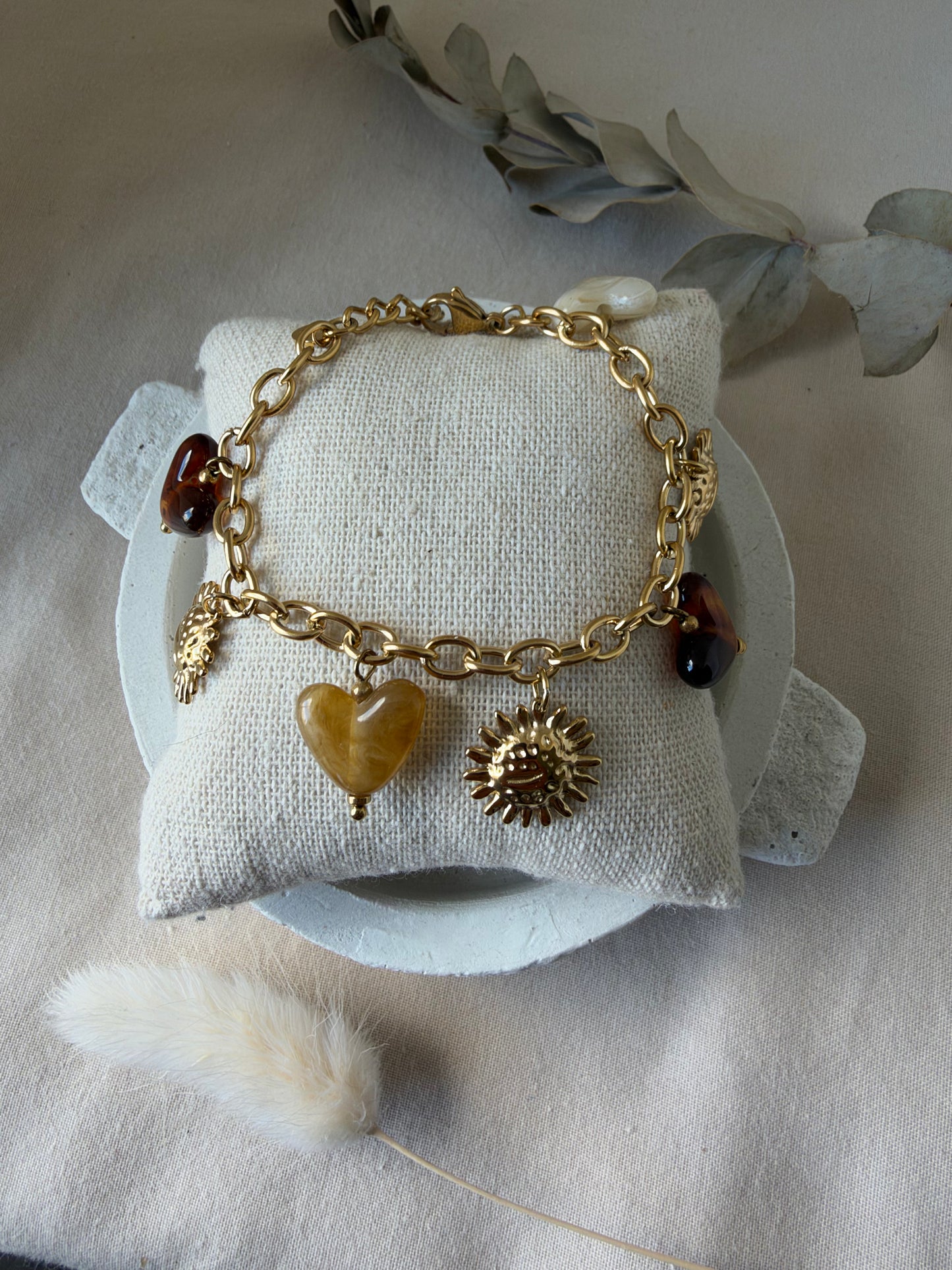 Bracelet Riva beige marron doré