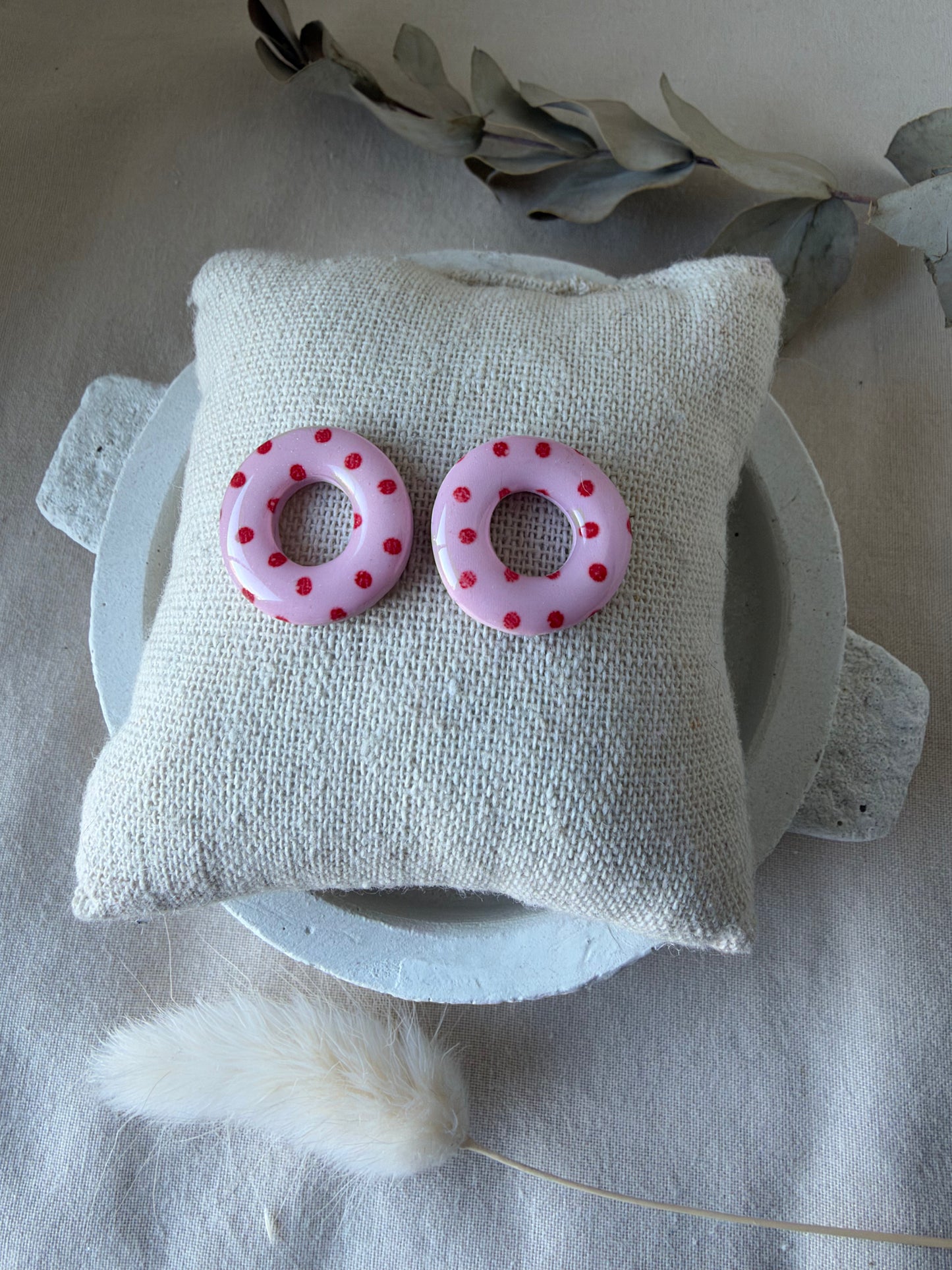 Pampilles Donut’s rose pois rouges interchangeables
