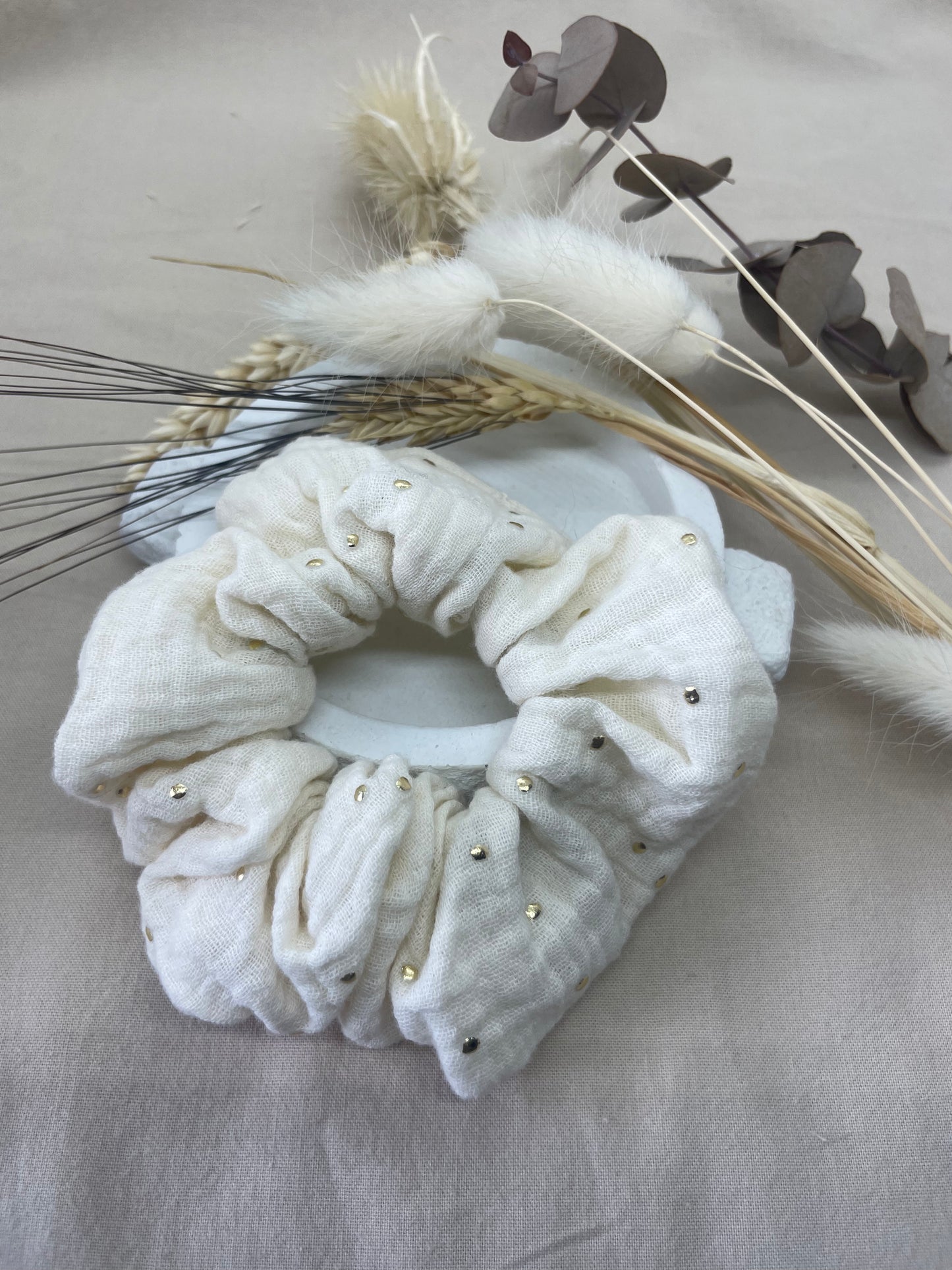 Chouchou Gaze de coton beige doré