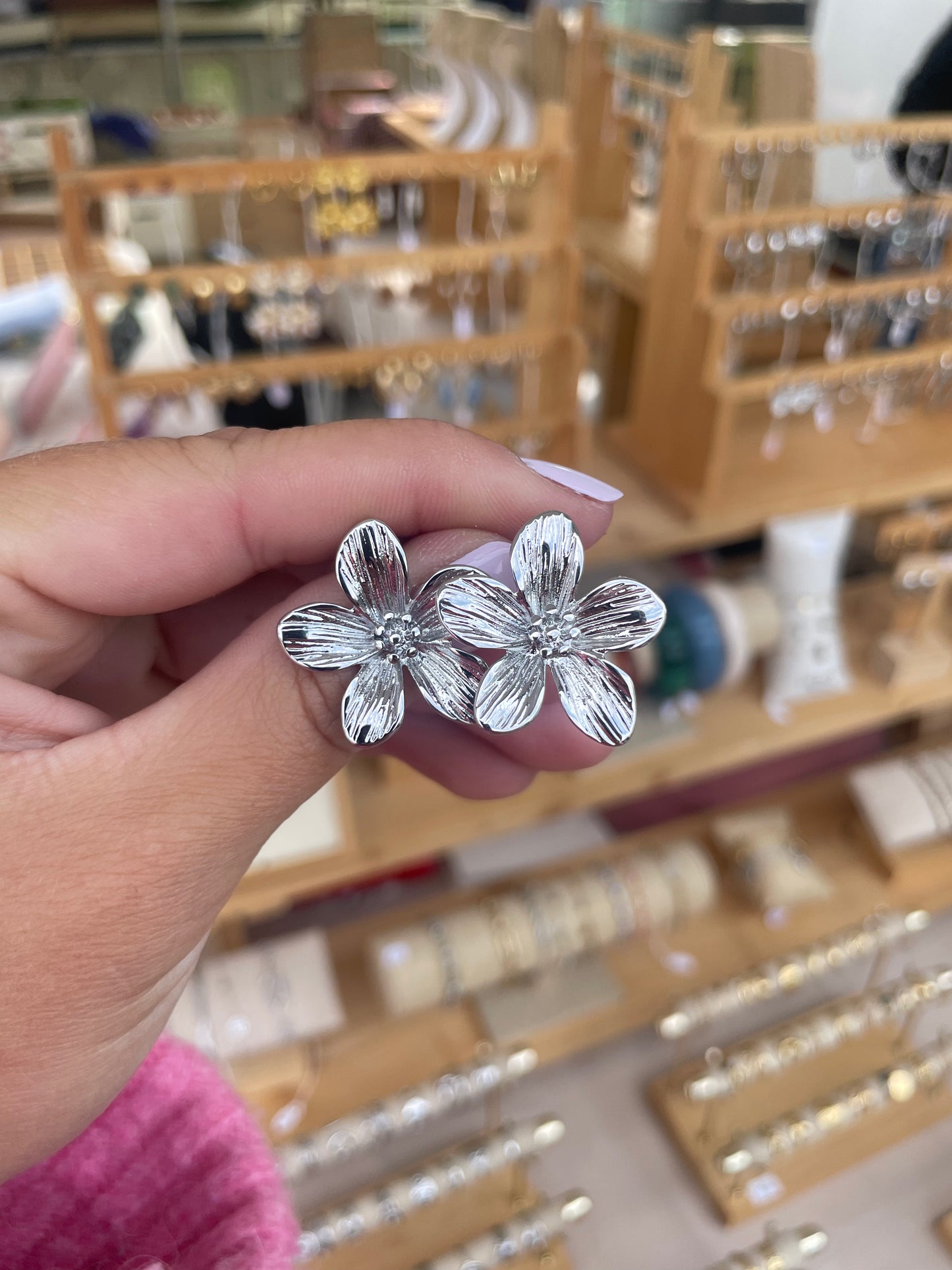 Boucles d’oreilles Fleur argent