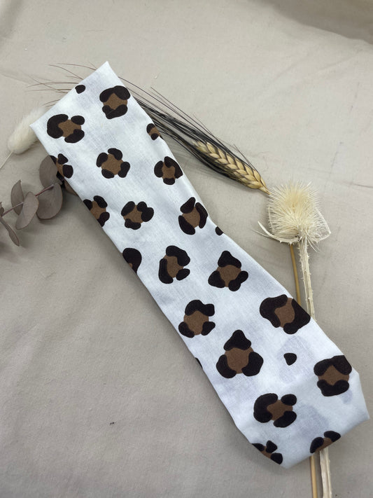 Bandeau blanc léopard coton