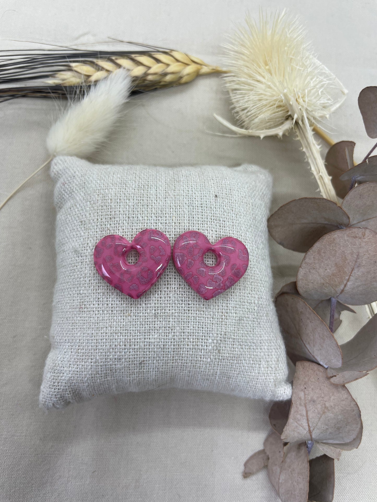 Pampilles Cœur rose irisé interchangeables