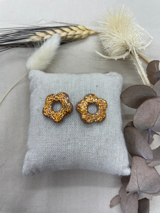 Pampilles Flora marron pailletées bronze interchangeables