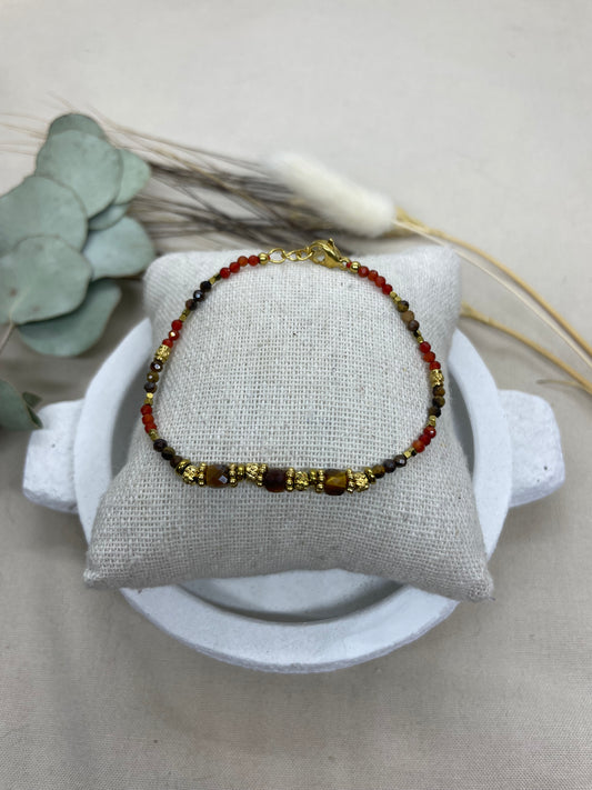 Bracelet Shanghai marron orange doré