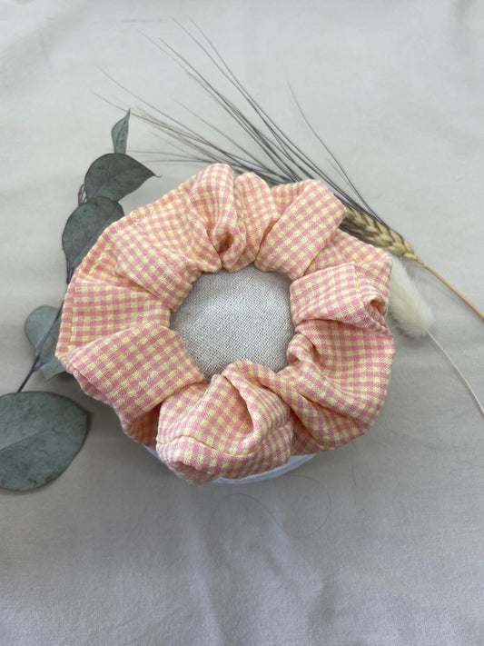 Chouchou Vichy rose et jaune