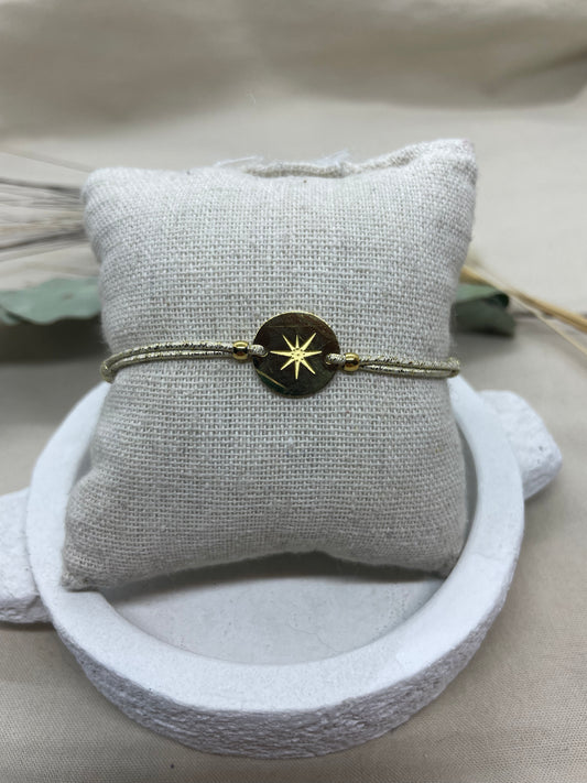 Bracelet cordon étoilé doré
