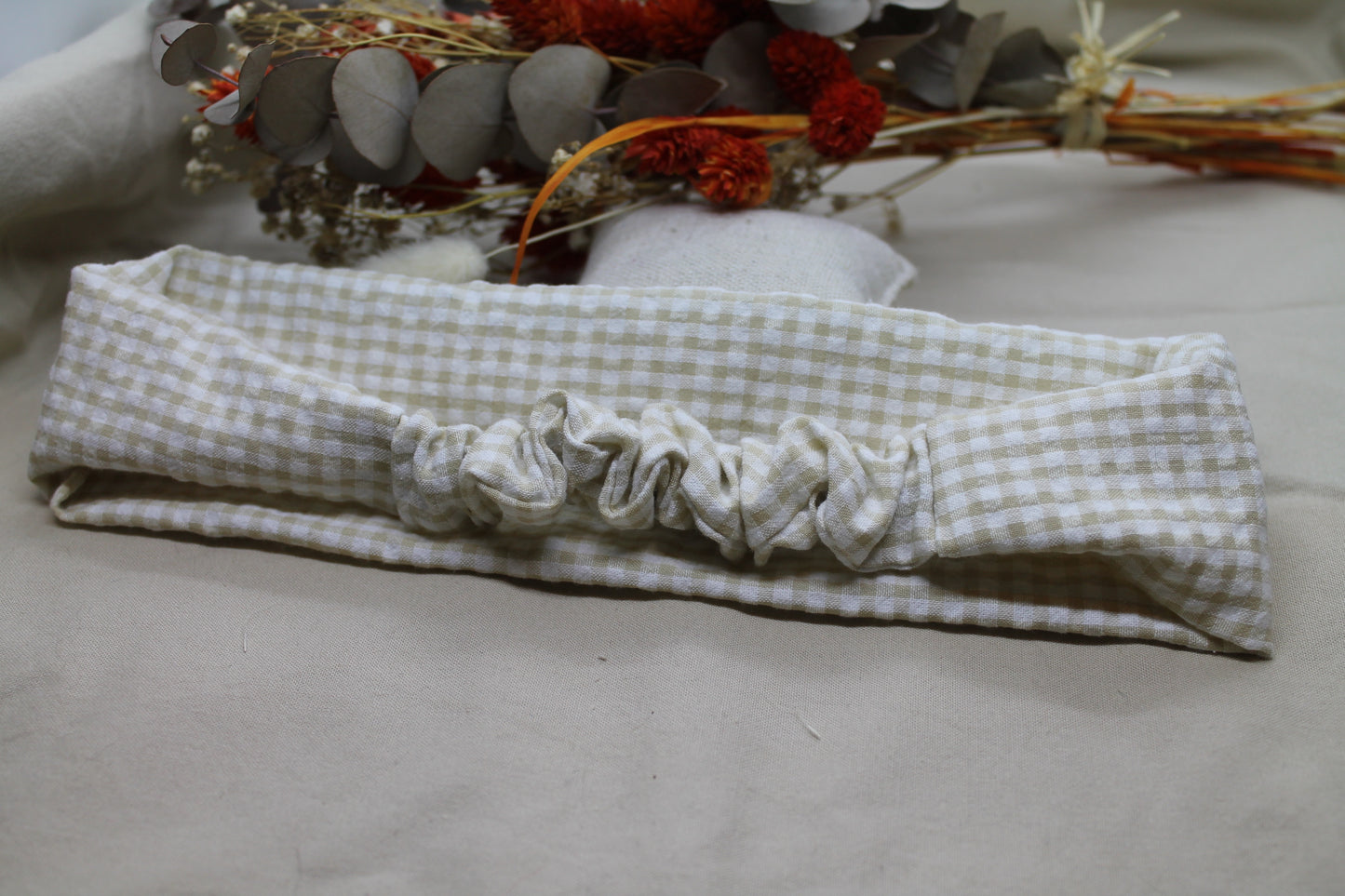 Bandeau Vichy beige blanc