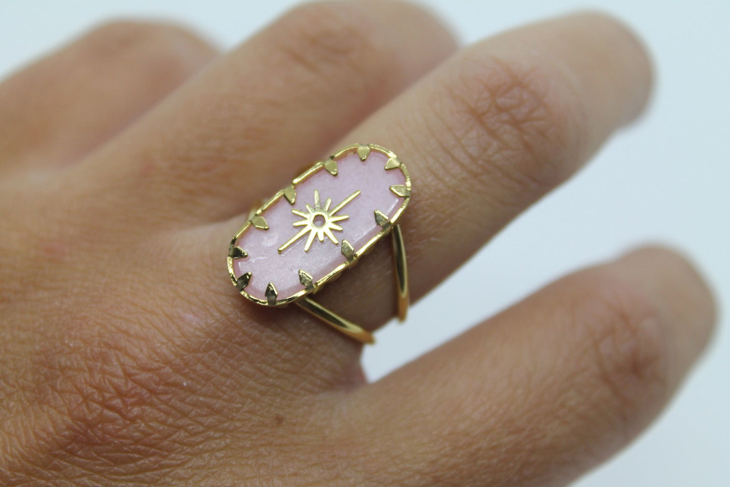 Bague PAOLA pierre rose dorée