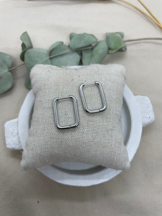 Créoles rectangulaires argent interchangeables