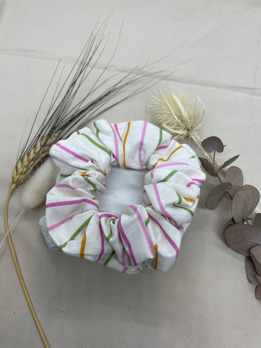 Chouchou rayures multicolores blanc