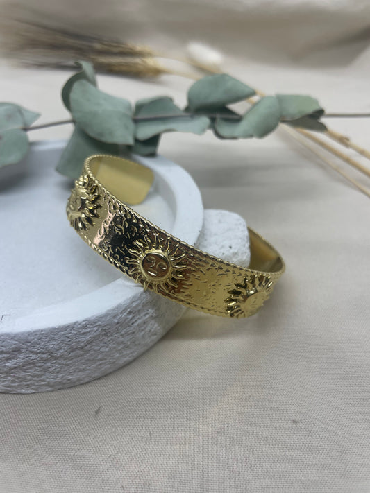 Bracelet jonc soleil doré