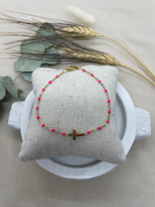 Bracelet CROIX doré rose