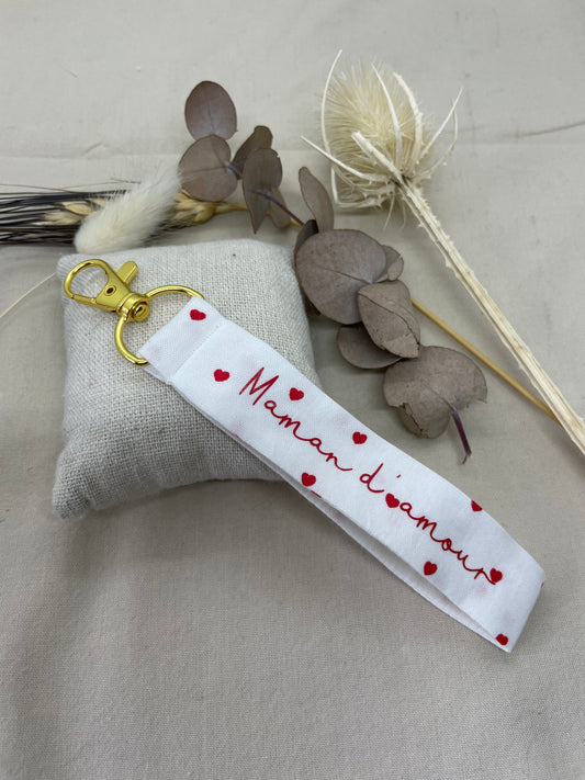 Porte-clés cœurs maman d’amour doré