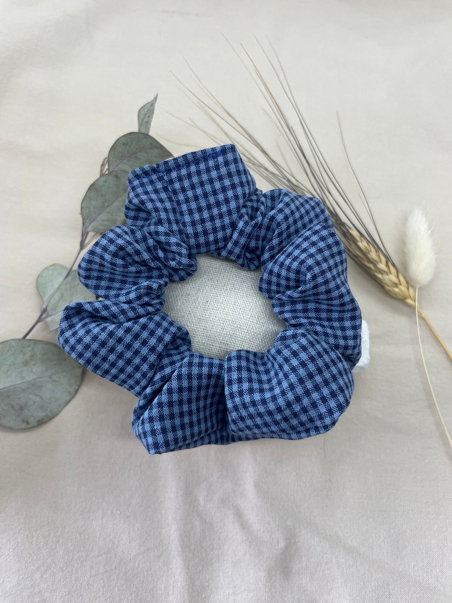 Chouchou petits carreaux bleus