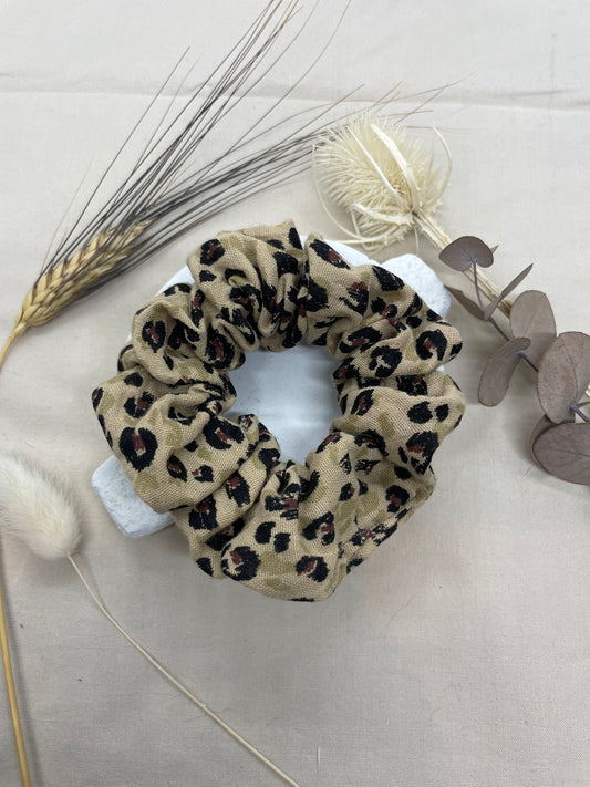 Chouchou léopard beige gaz de coton