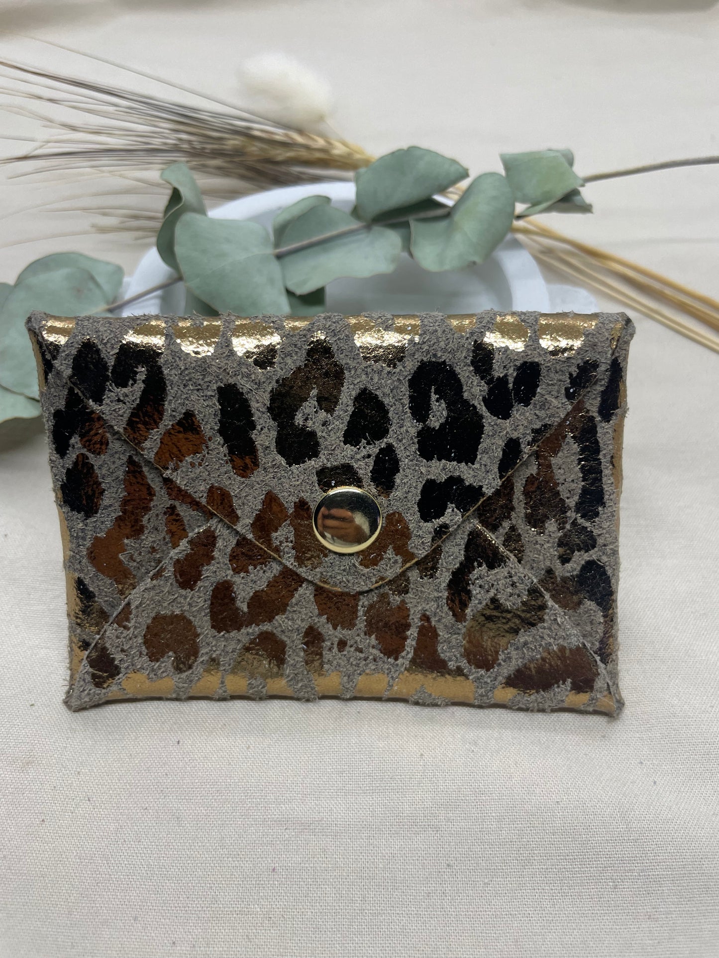 Porte-cartes marron léopard