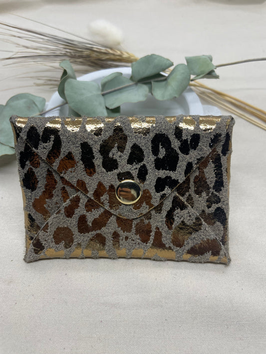 Porte-cartes marron léopard