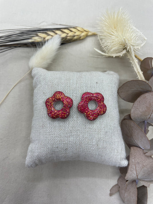 Pampilles Flora pailletées rouge bronze interchangeables