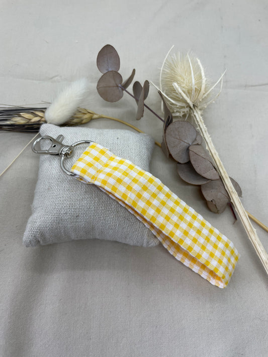 Porte-clés vichy jaune argent