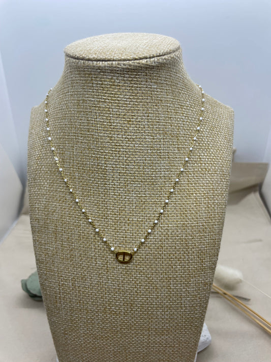 Collier Marine blanc doré