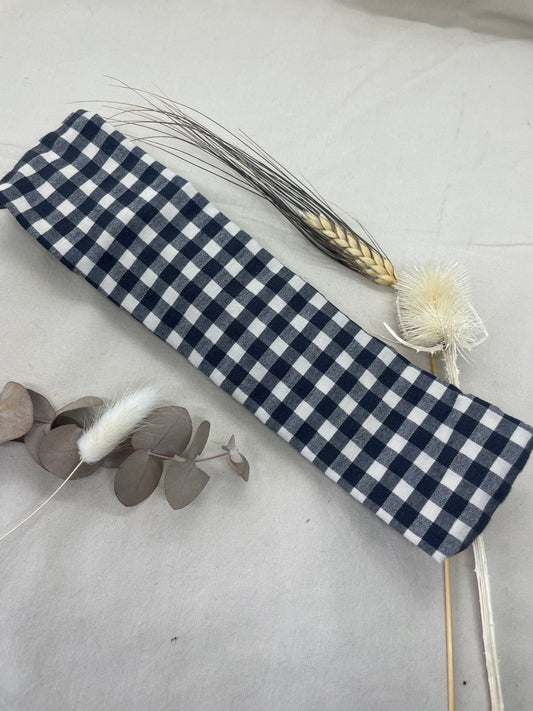 Bandeau carreaux beige et noir coton
