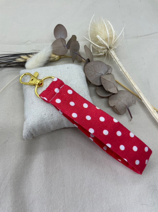 Porte-clés pois rouge doré