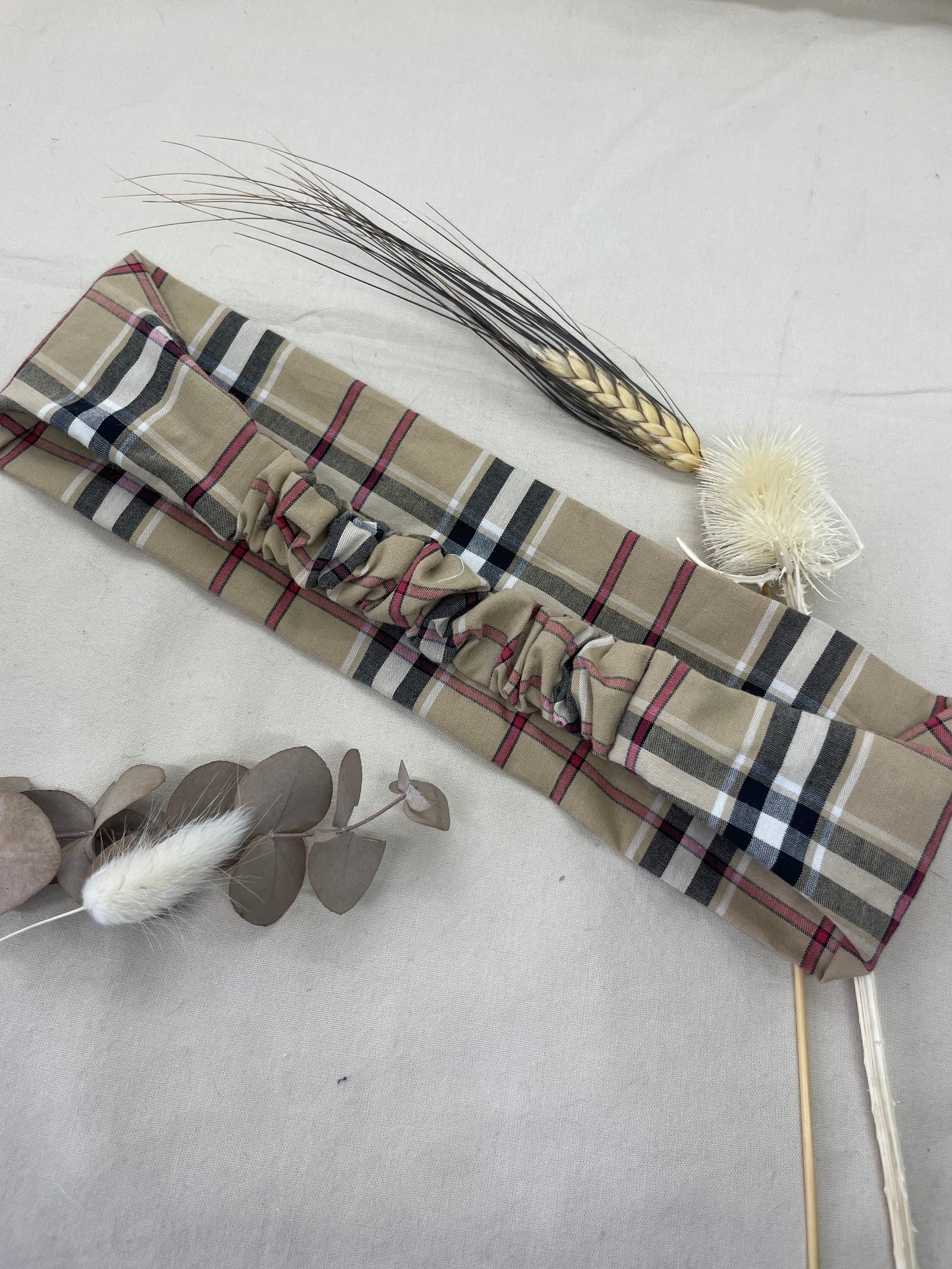 Bandeau beige motifs rayures