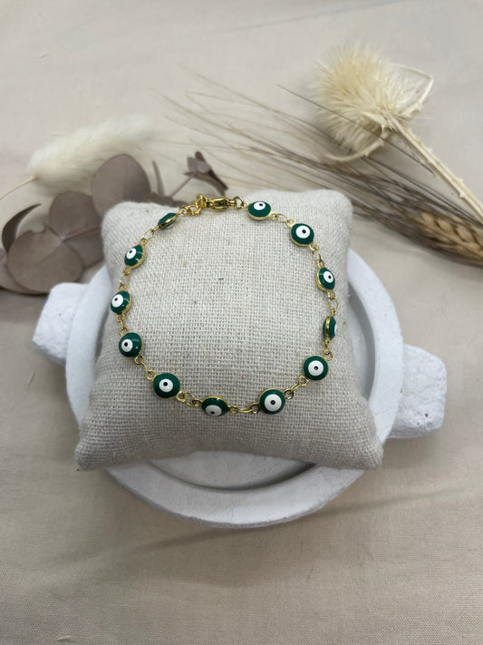 Bracelet œil vert doré
