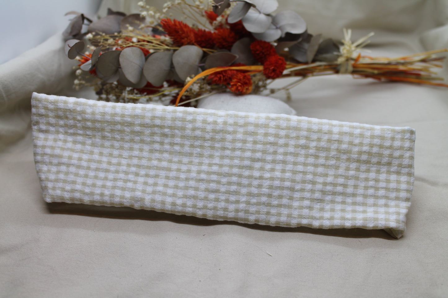 Bandeau Vichy beige blanc