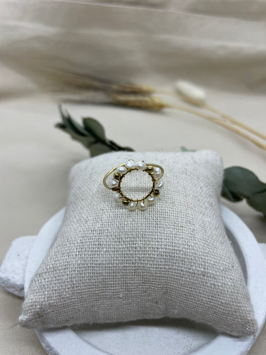 Bague Soléa blanche dorée
