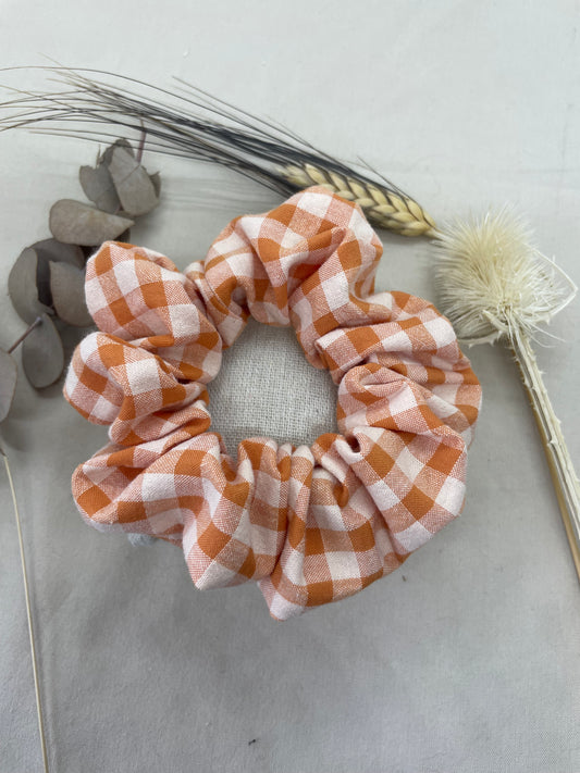 Chouchou carreaux orange coton