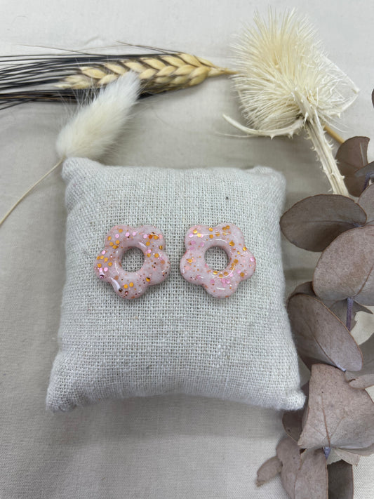 Pampilles Flora pailleté rose et bronze interchangeables