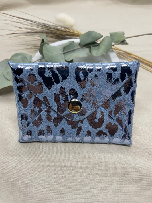 Porte-cartes bleu léopard